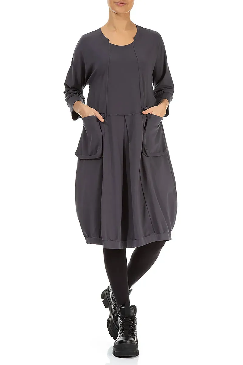 Large Pockets Graphite Cotton Dress Lightweight Jacket