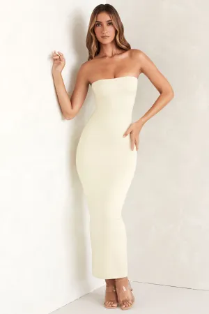 Bandeau Maxi Dress in Ivory Applique Glow Petal Rain