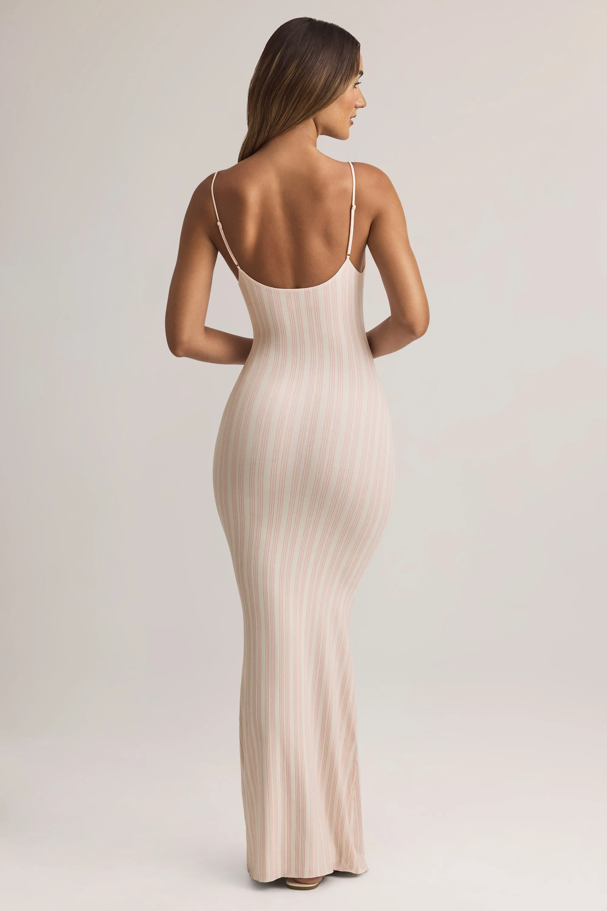 Modal Scoop-Neck Maxi Dress in Stripe Print Photo Time