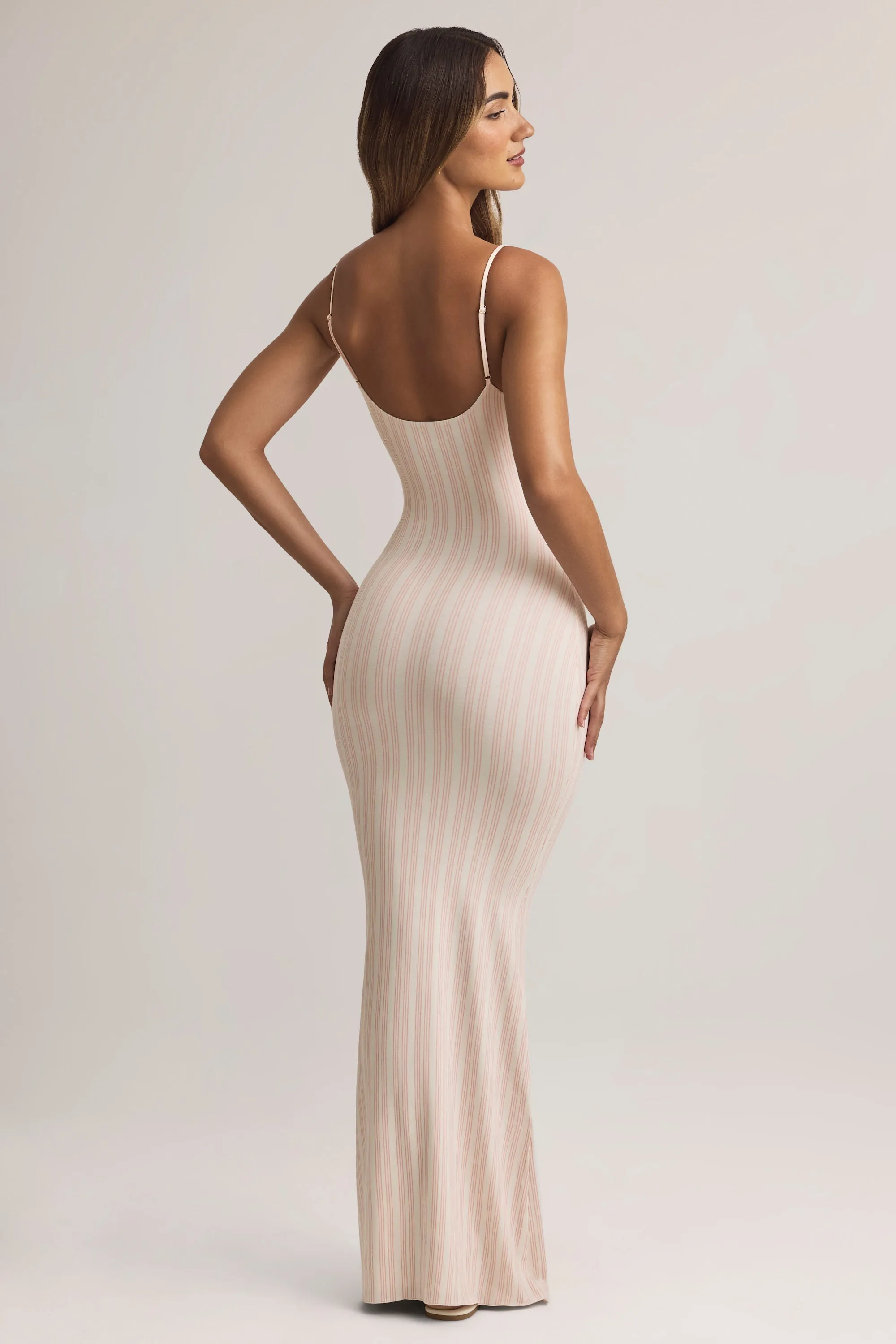 Modal Scoop-Neck Maxi Dress in Stripe Print Calm Mind Window Glow