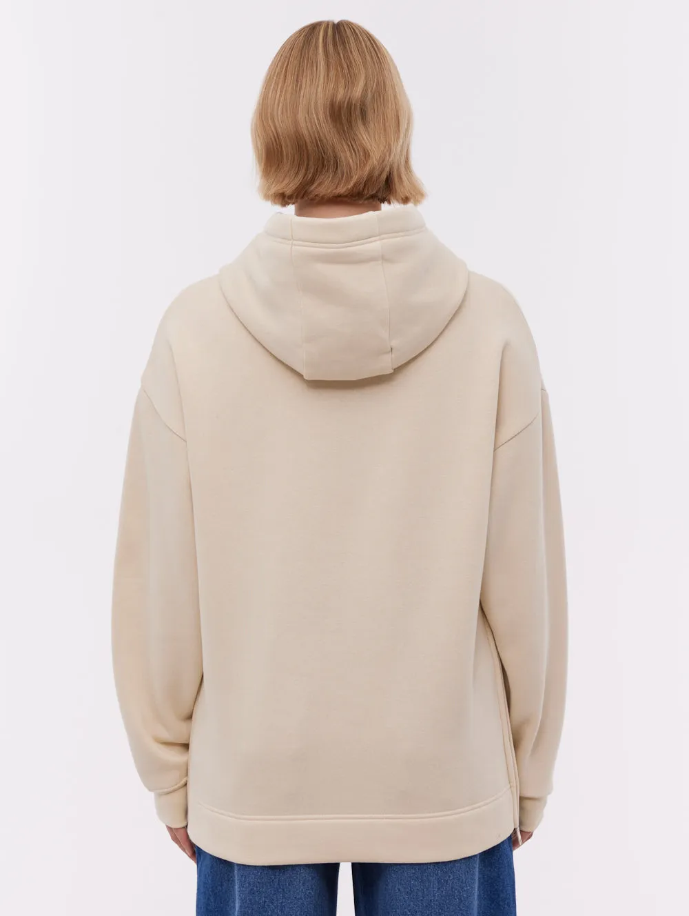Adjustable Straps Rayra Deboss Hoodie - White