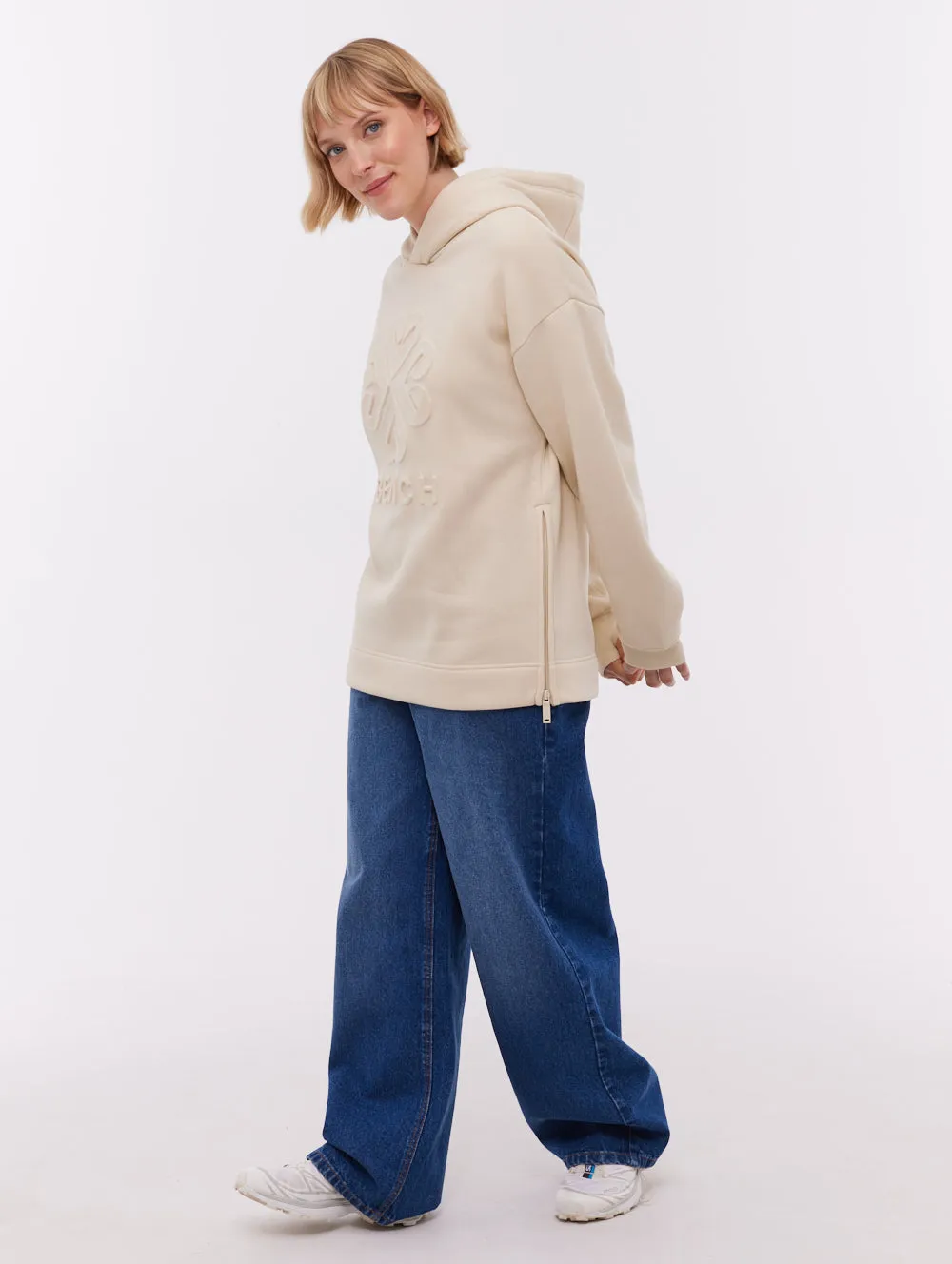 Energy Flow Tencel Blend Fabric Rayra Deboss Hoodie - White