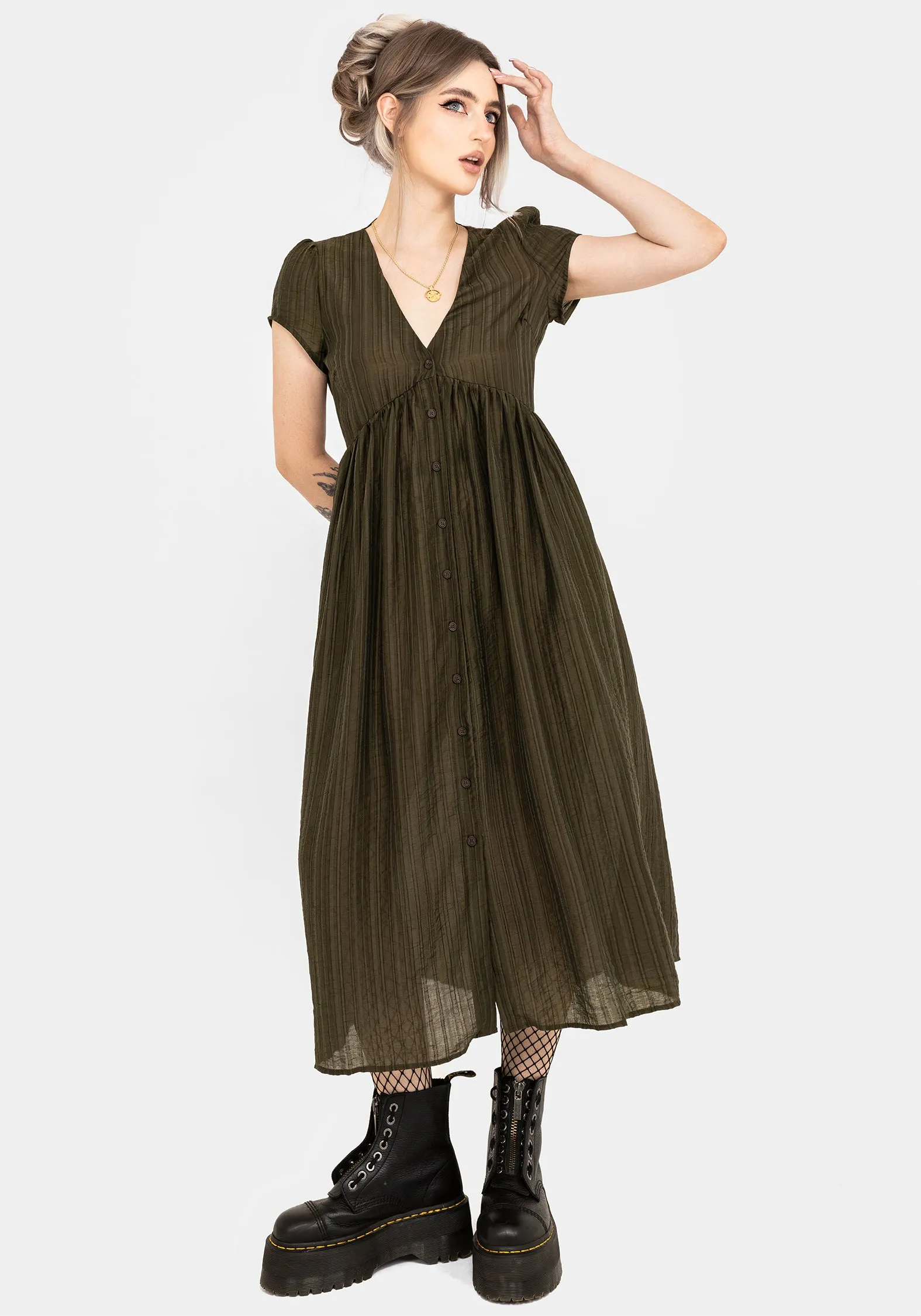 Casual Style Infinity Button Up Midaxi Dress