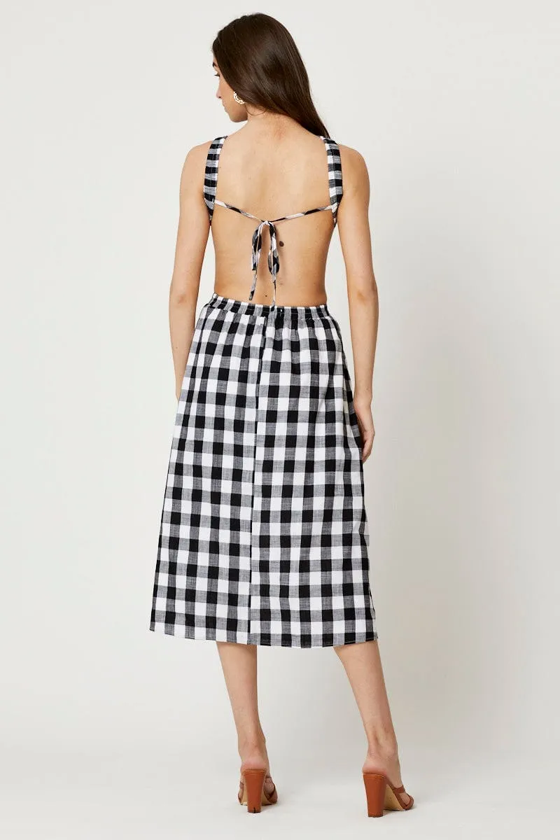Check Cut Out Dress Sleeveless Maxi Layer Ready