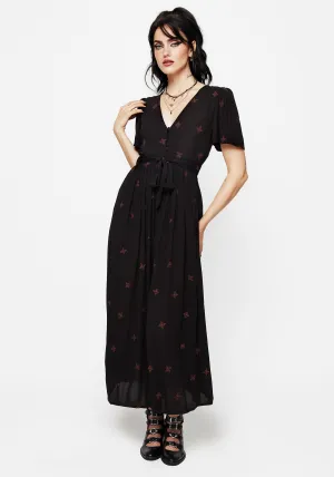 Sublime Witches Knot Embroidered Button Up Midi Dress Olive Grove