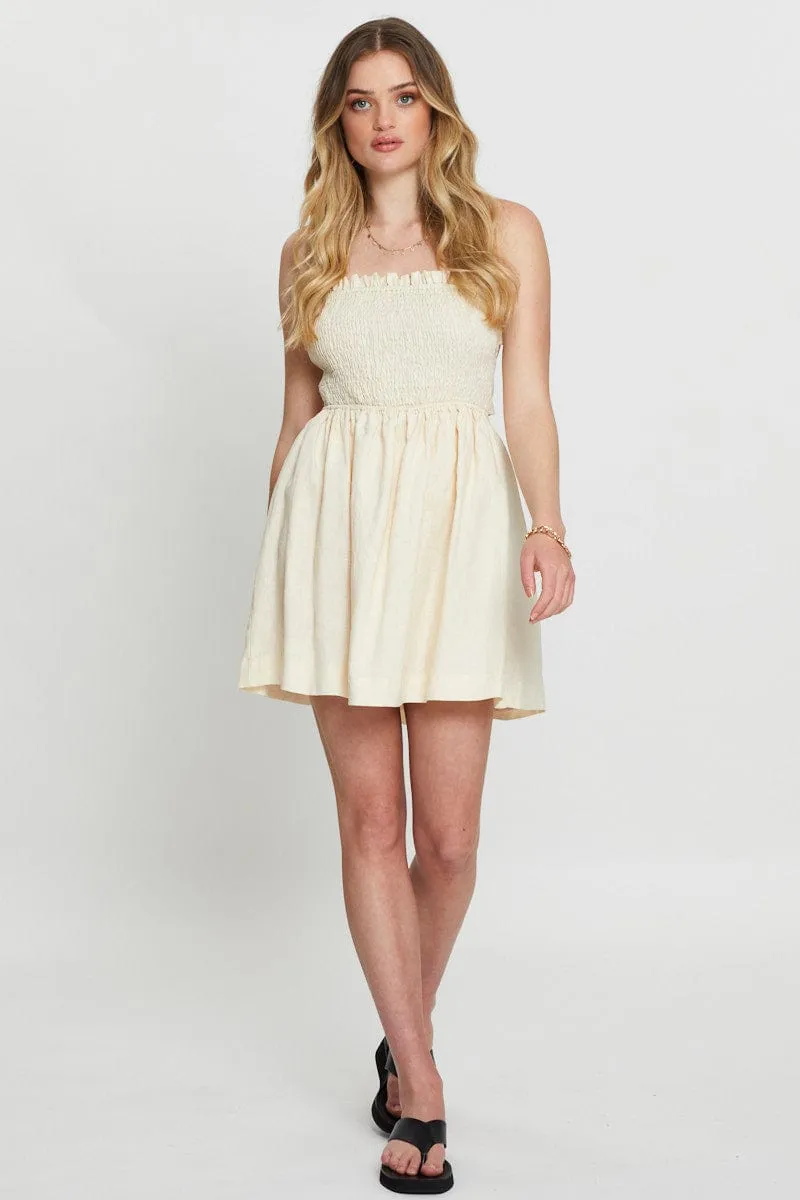 Show Edge Urban Mood Beige Mini Dress Linen