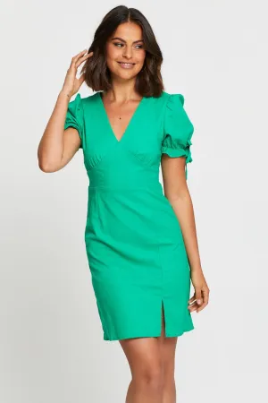 Fresh Look Green Mini Dress V Neck