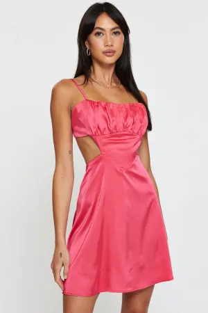 Pink A Line Dress Mini Smooth inner lining