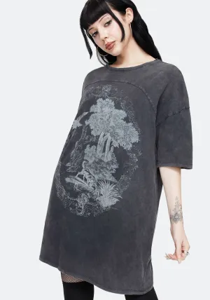 Floral Fit Light Fresh Wicked Toile Dropped Shoulder Cotton Tee Dress