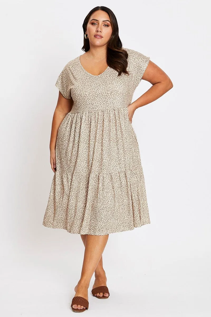 Orbit Light Animal Print Short Sleeve Leopard Dress