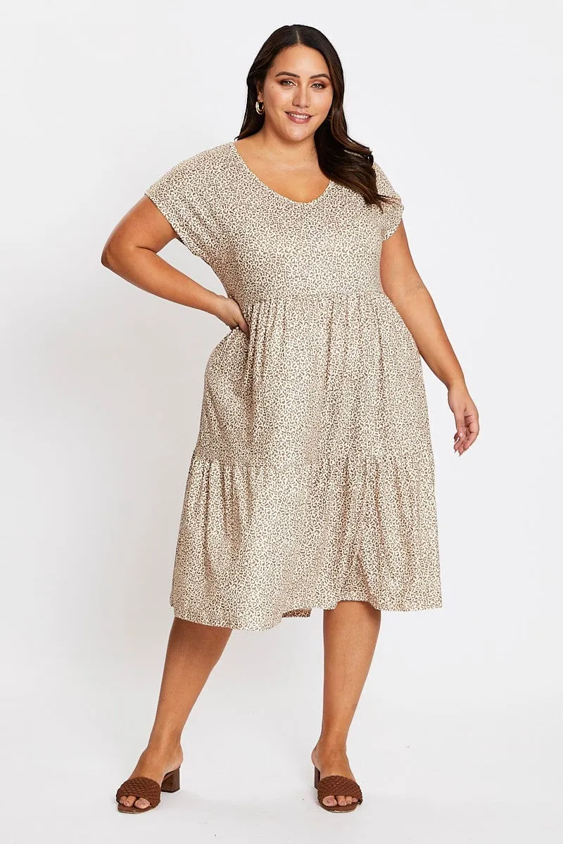 Frost Light Gentle Power Animal Print Short Sleeve Leopard Dress