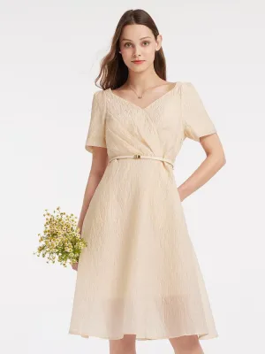 Cozy midi dress Theatre Time V-neck A-Line Jacquard Midi Dress