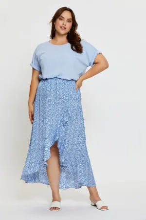 Ditsy Print Wrap Skirt Midi High Waist Everyday Essential Simple Look