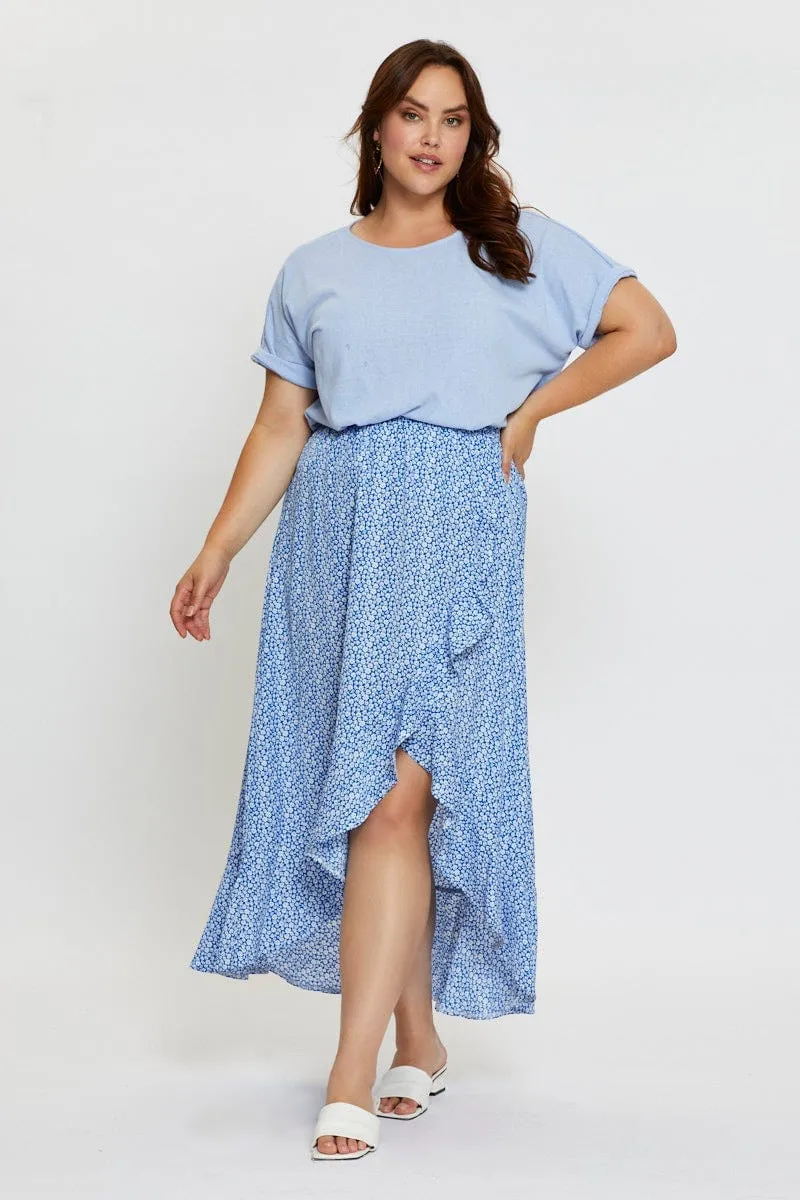 Ditsy Print Wrap Skirt Midi High Waist Photography Session