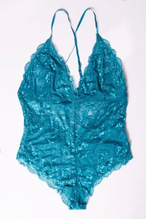 Light Pants Comfortable Fashion Blue Lace One Piece Bodysuit Lingerie