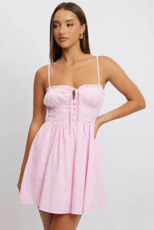 Pink Stripe Fit And Flare Dress Mini Bold print mini dress Ventilated Underarm Panels