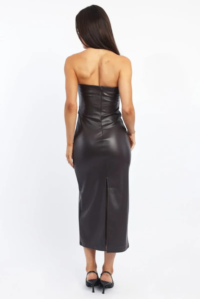 Brown Bodycon Dress Midi Adaptable Outfit