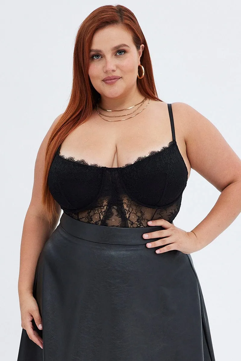 Sprint Fit Legend Glow Black Bodysuit Lace