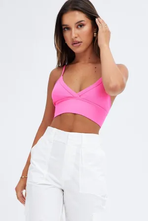 Organic Cotton Certification Pink Bralette V neck Seamless