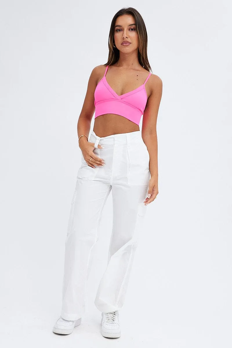 Pink Bralette V neck Seamless Art Glow EasyCareMaterial
