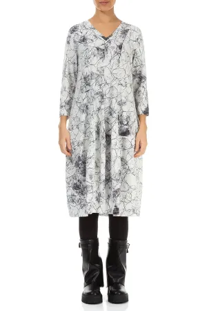 V-Neck Off White Marble Cotton Dress ThermalRegulating Fabric Move Fast