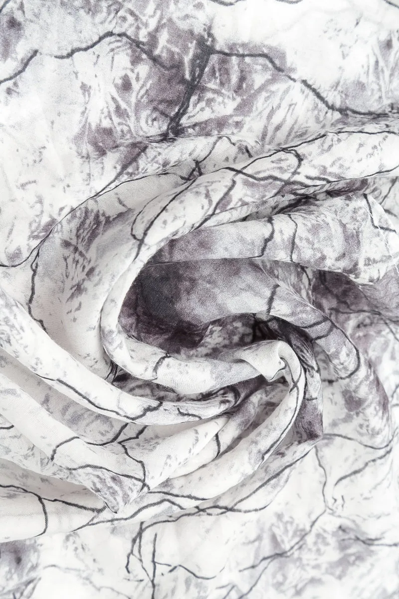 V-Neck Off White Marble Cotton Dress FlexSeamTechnology