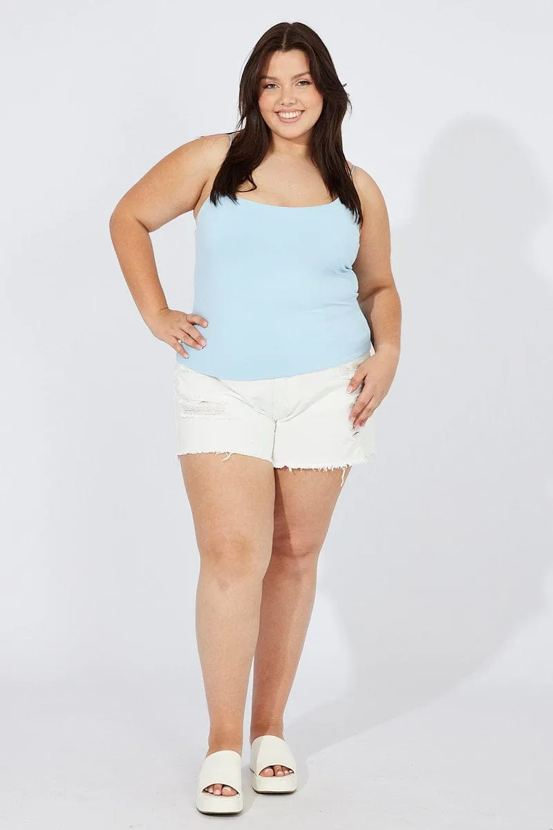 Fairy Touch Still Glow Blue Singlet Top Scoop Neck Supersoft