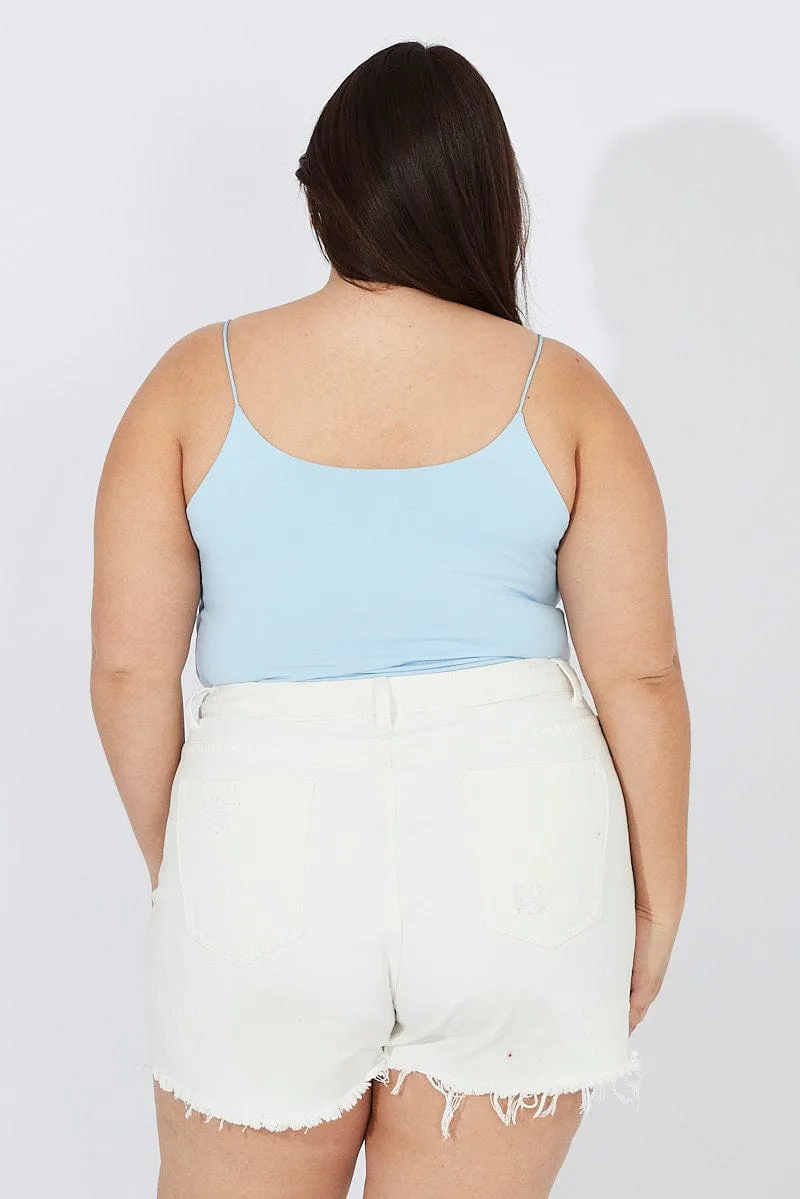 Blue Singlet Top Scoop Neck Supersoft Chic Jacket