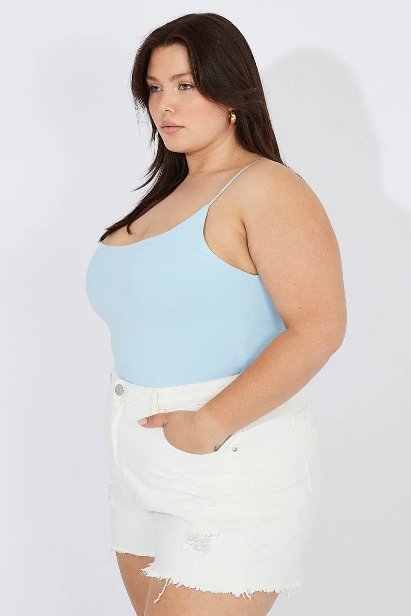 Commute Ease EcoFriendly Dye Blue Singlet Top Scoop Neck Supersoft