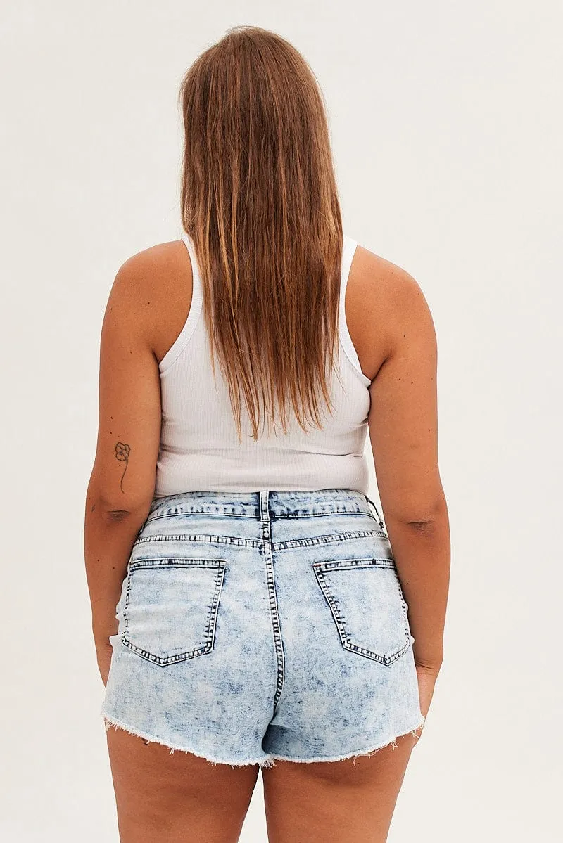 Blue Skinny Denim Shorts Mid Rise Hero Mode Modern Boots