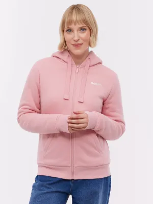 Mintz Sherpa-Lined Zip-Up Hoodie - Pink Relaxed Fit