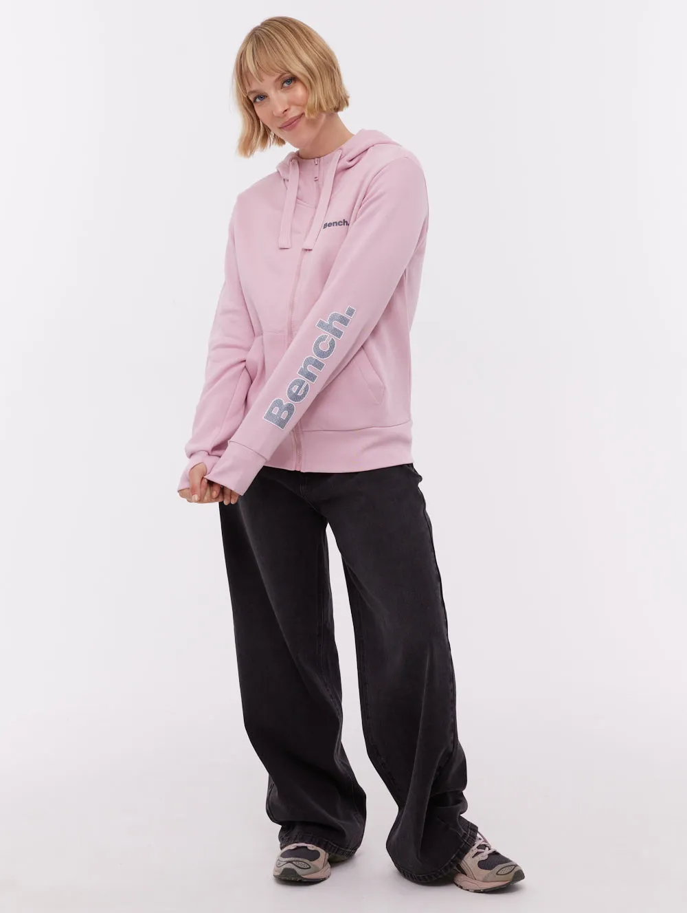 Darcine Zip-Up Hoodie with Sleeve Logo - Pink Motion Core
