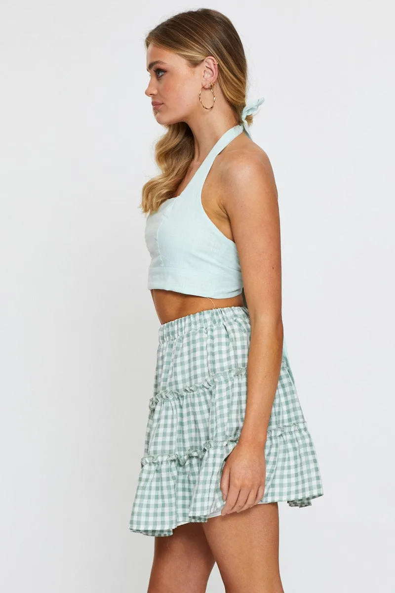 Classic Appeal Quick Fit Check Flare Skirt Mini High Rise