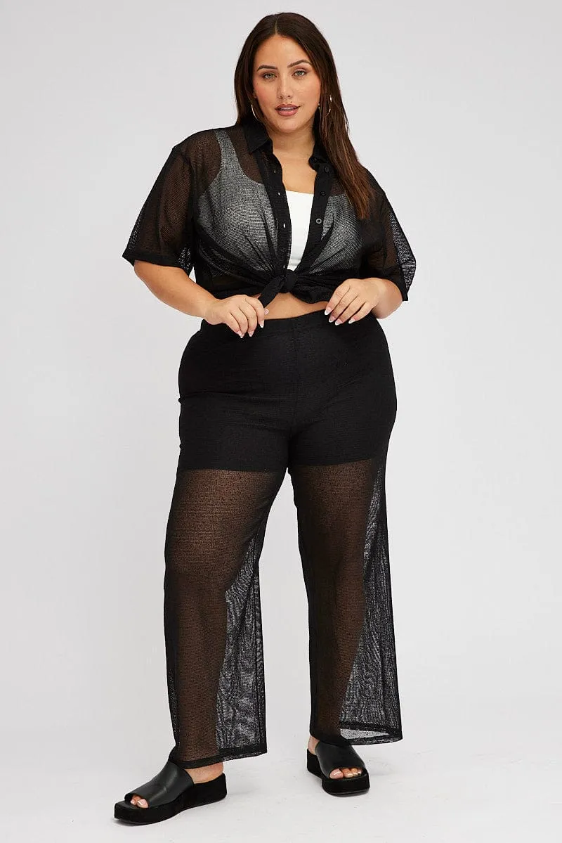 slim fit Sleek and Soft Black Wide Leg Pants High Rise