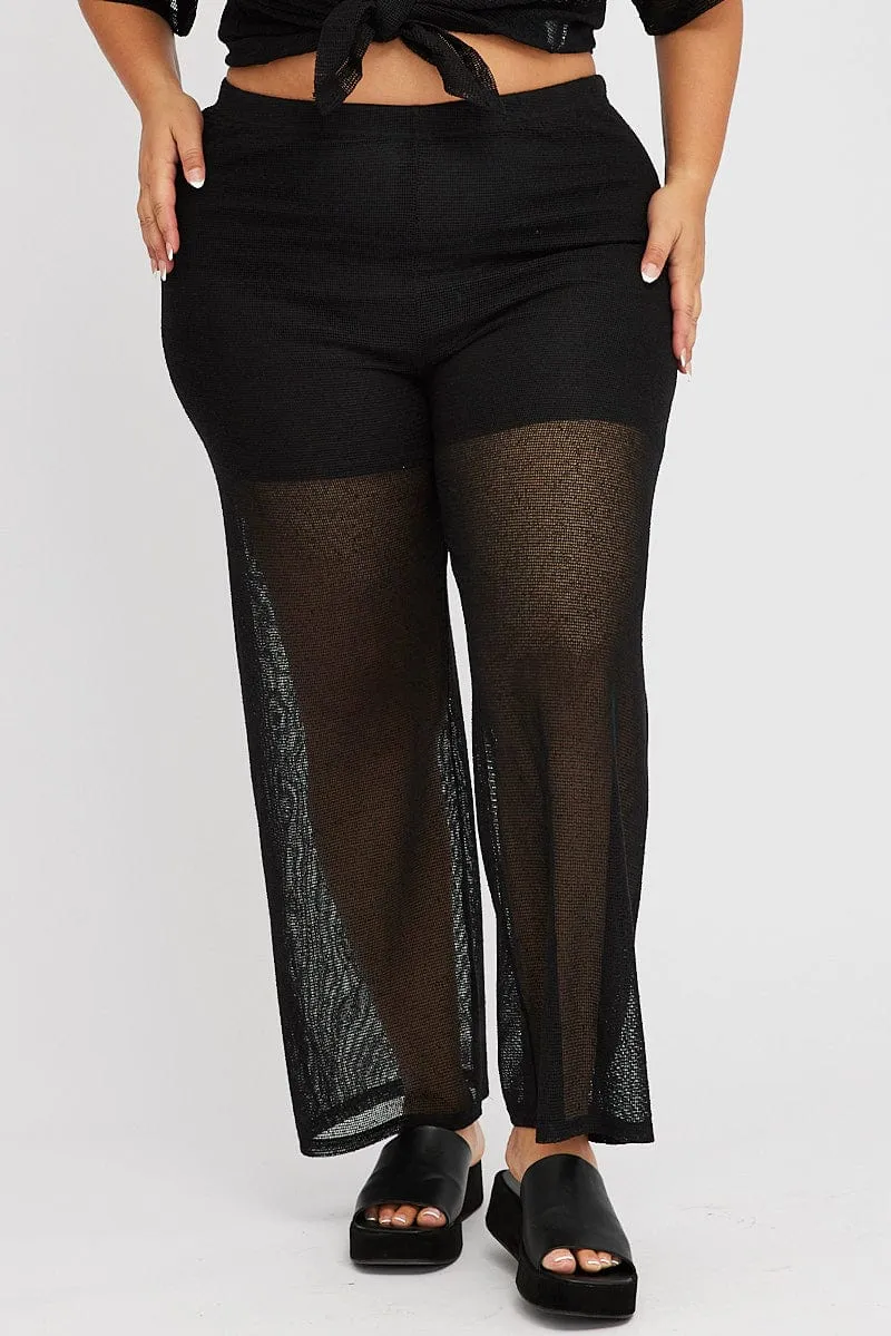 Black Wide Leg Pants High Rise FourWayStretch All Occasion