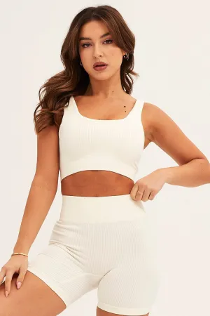 White Seamless Activewear Singlet Top Casual Comfort