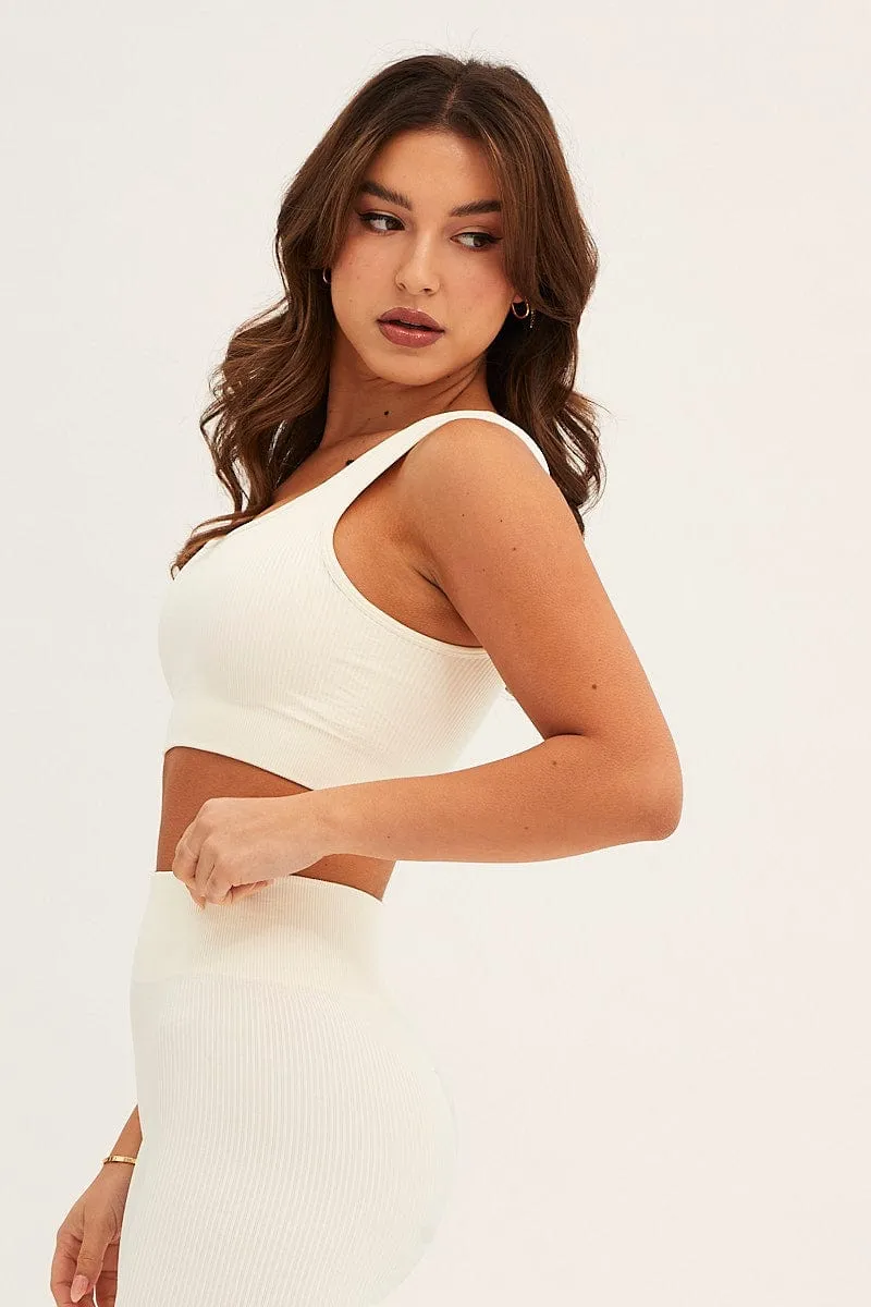 White Seamless Activewear Singlet Top Versatile Design