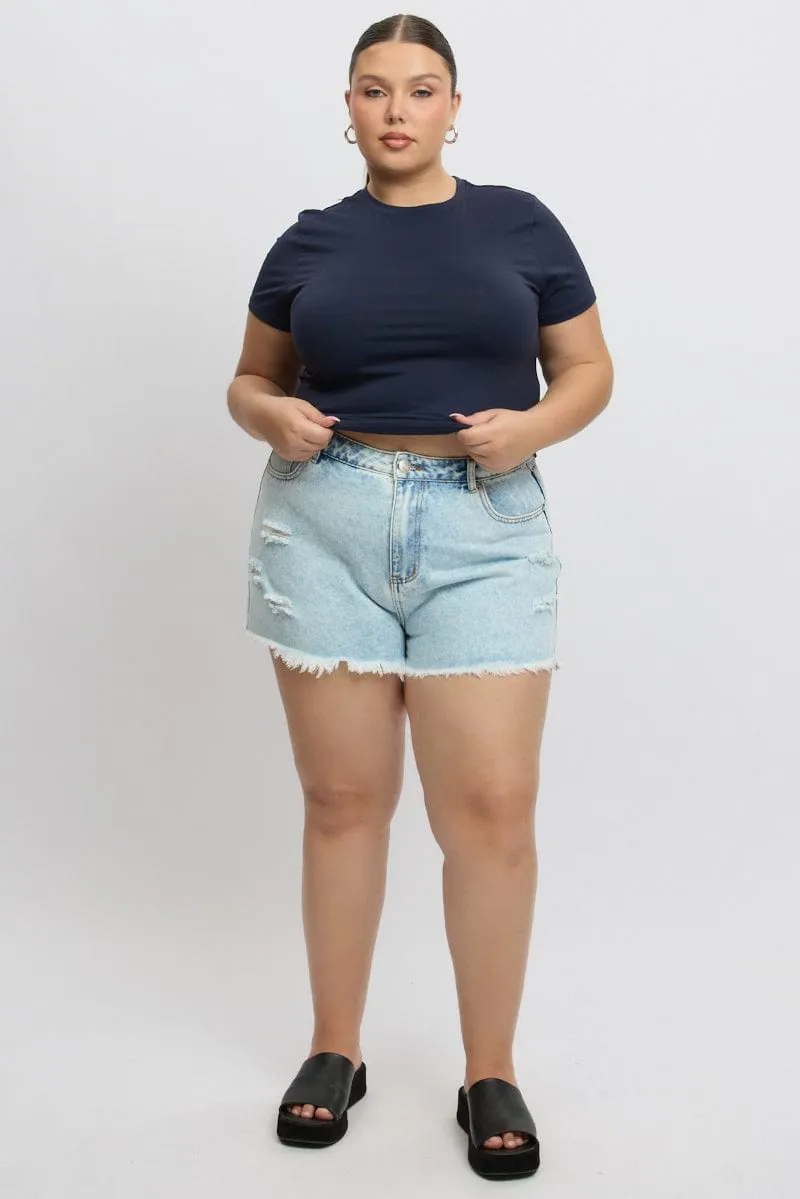Denim Relaxed Shorts High Rise Comfort Fit Gentle Power