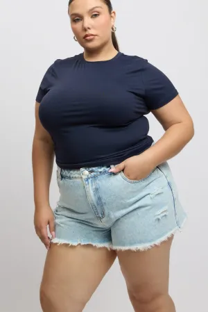 Cozy clothing Denim Relaxed Shorts High Rise