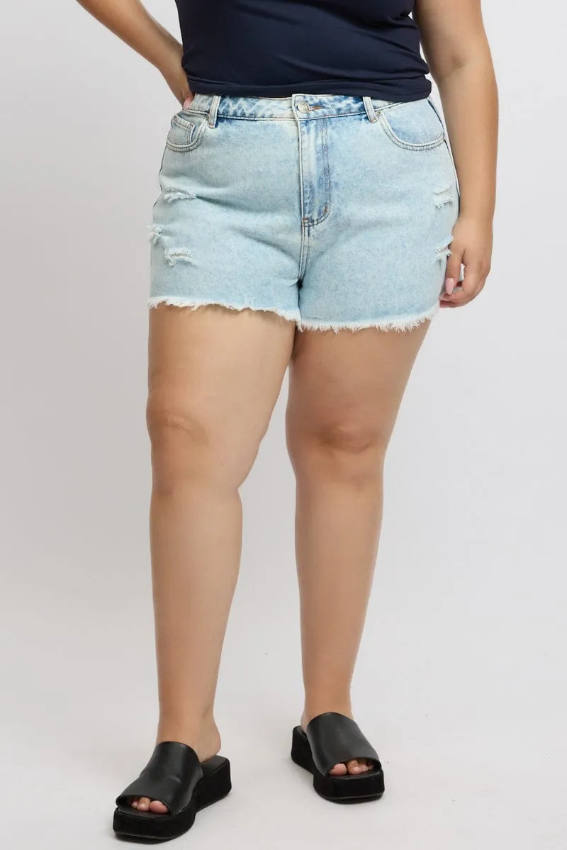 Evening Glow Denim Relaxed Shorts High Rise