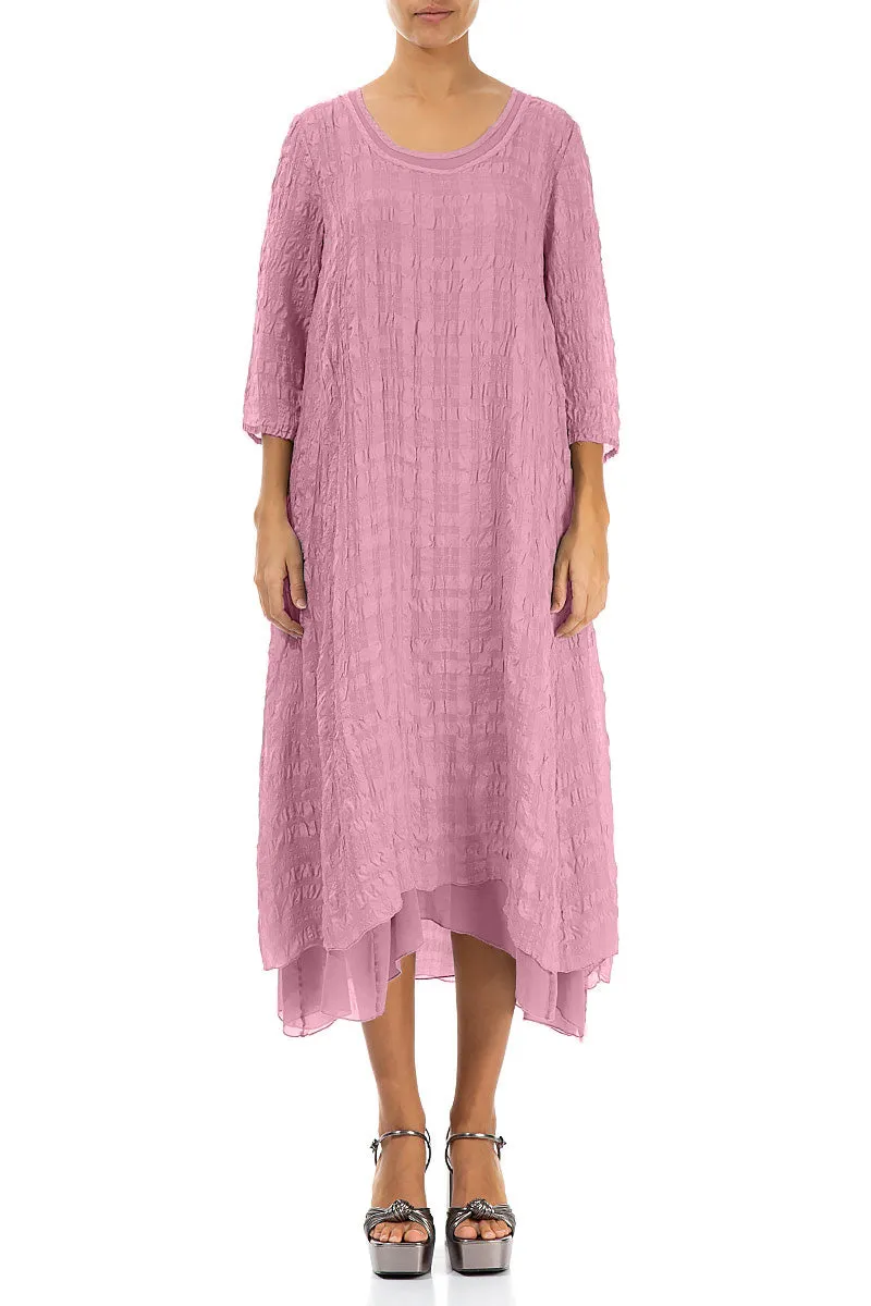Office Attire Layered Mauve Taupe Textured Light Silk Dress