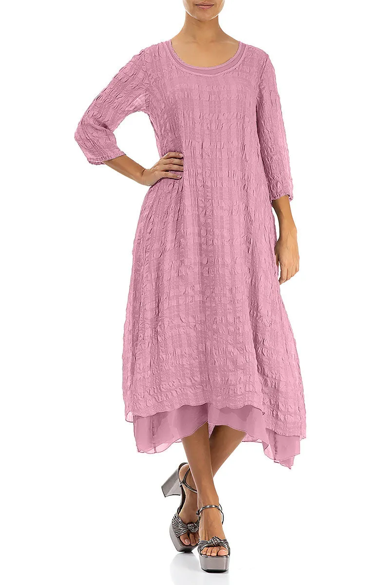 Layered Mauve Taupe Textured Light Silk Dress QuickDry Technology