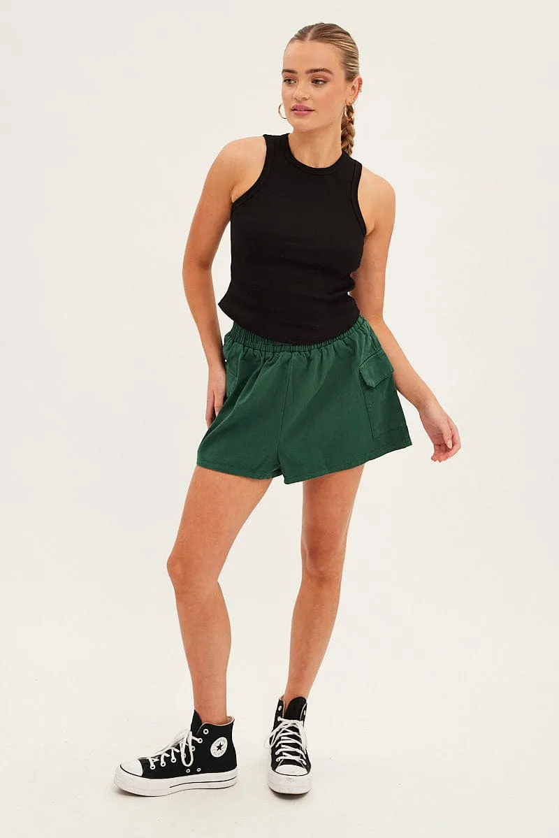 Easy Layer Eco Wear Black Crew Tank High Neck Curved Hem Sleeveless