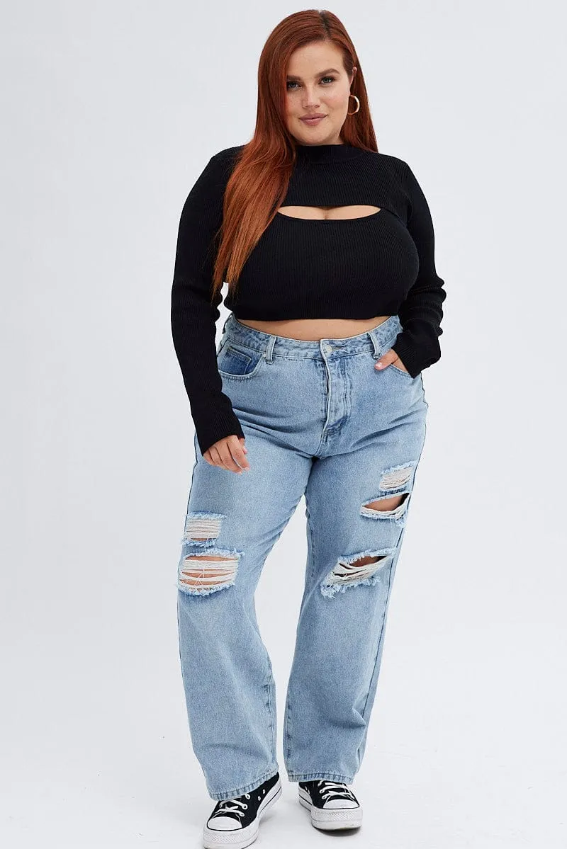 Black Knitted Cami Top And High Neck Shrug Set Country Core Earth Fit