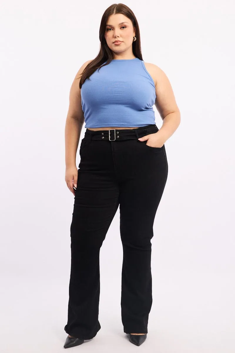 Craft Core Easy Care Blue Crew Neck Rib Tank Top