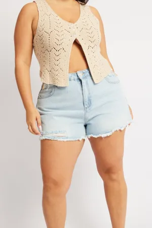 Denim Relaxed Shorts Trendy Look