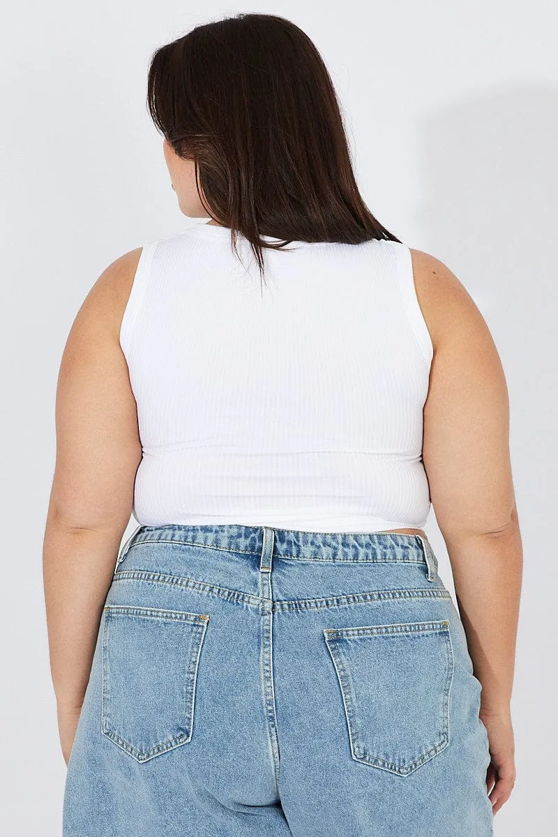 White Cut Out Tank Top Crew Neck Seamless Rugged shoes Sport Ease
