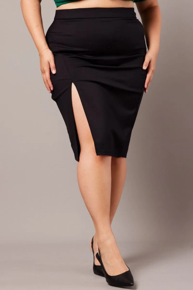 Black Split Pencil Skirt Unique Feature