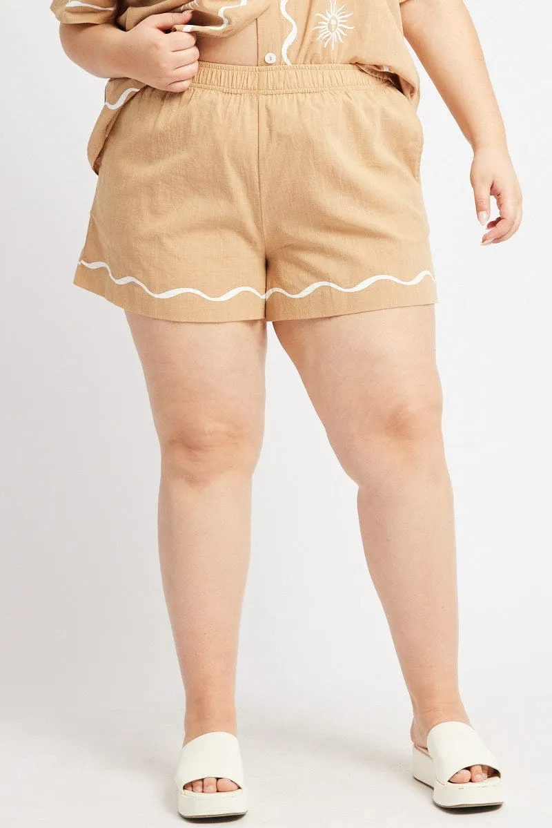 Chic Jacket ThermalRegulating Layer Beige Elastic Waist Pull On Shorts
