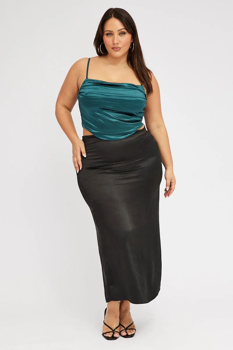 FadeResistant Dye Green Cami Corset Top Satin